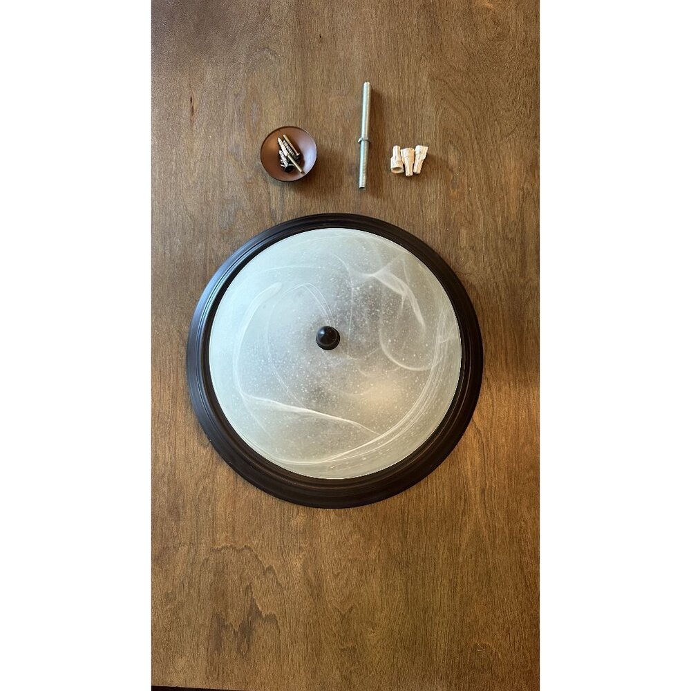 Flush mount Ceiling light fixture with Frosted Glass dome shade - Bronze Finish - Picture 1 of 2